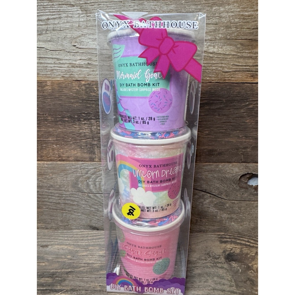Onyx Bathhouse DIY Bath Bomb Gift Set of 3 |‎ Mystery Surprise in Each